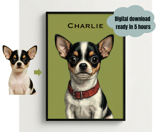 Custom Pet portrait Illustration, Personalized Dog Memorial Gift