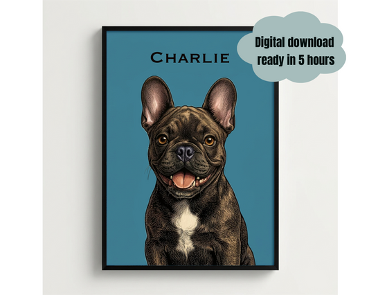 Custom Pet portrait Illustration, Personalized Dog Memorial Gift
