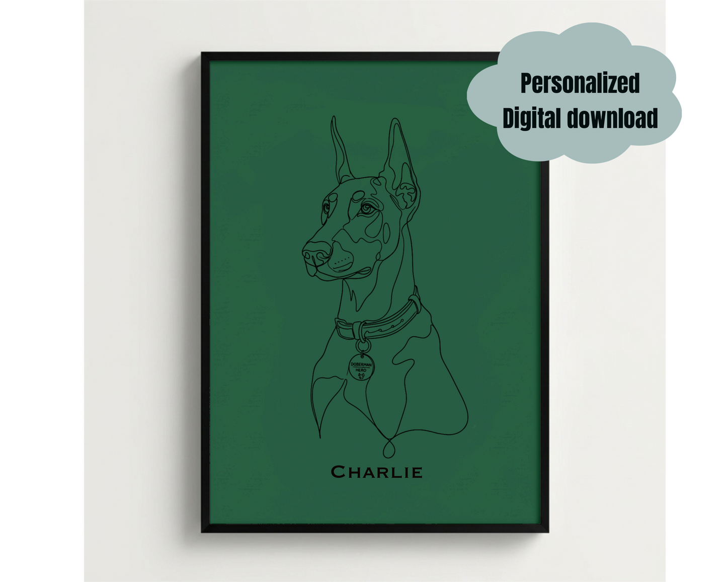 Custom Line Art Style Pet portrait Illustration, Personalized Dog Memorial Gift