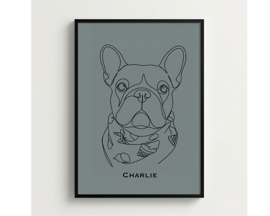 Custom Line Art Style Pet portrait Illustration, Personalized Dog Memorial Gift