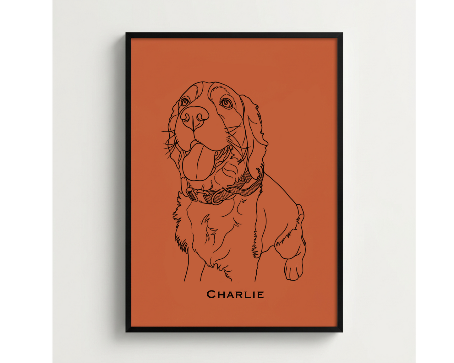Custom Line Art Style Pet portrait Illustration, Personalized Dog Memorial Gift