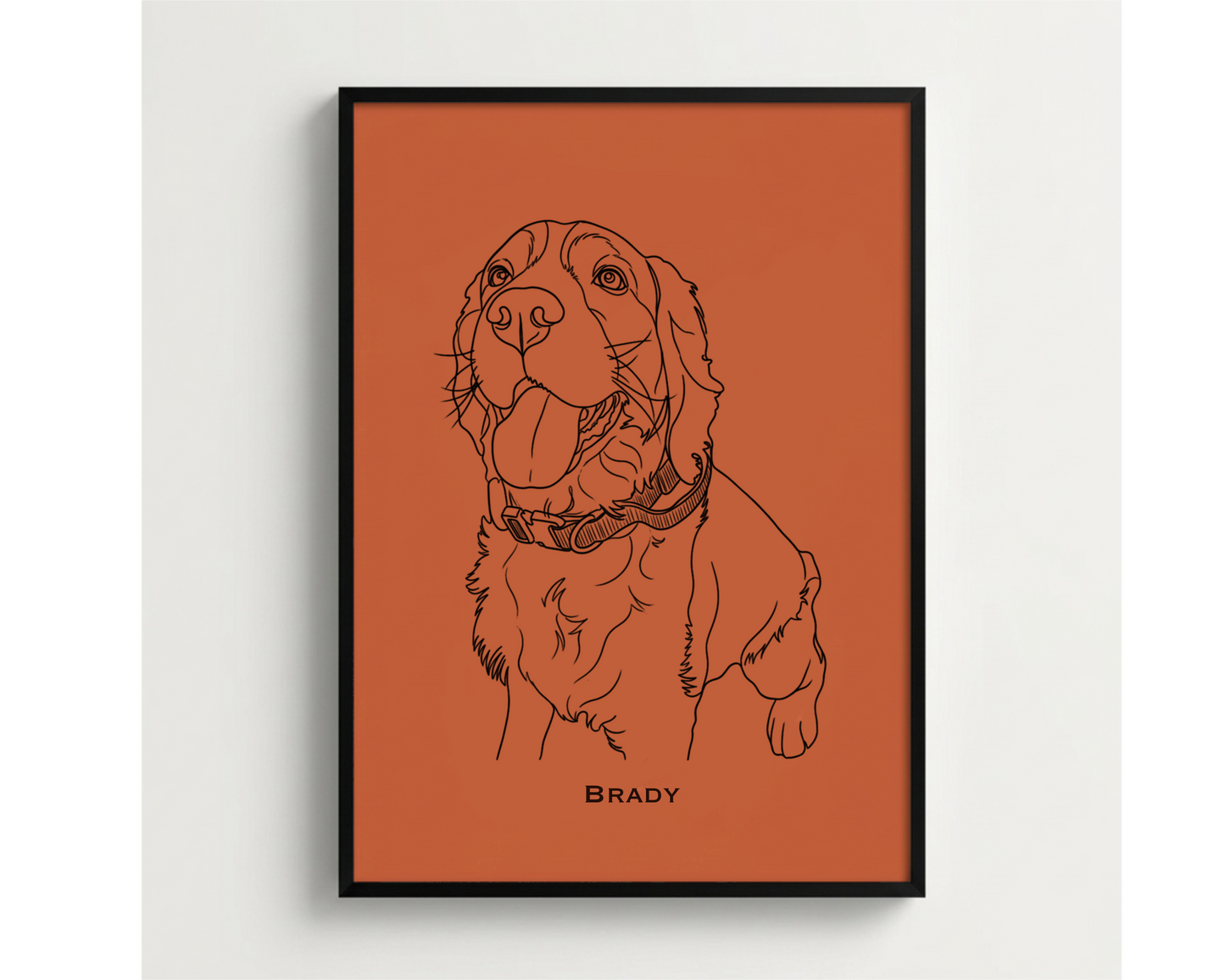 Custom Line Art Style Pet portrait Illustration, Personalized Dog Memorial Gift
