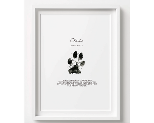 Custom Pet Paw Print Memorial | Personalized Pet Loss Gift | Dog & Cat Remembrance Print | Sympathy Gift | Custom Paw Art